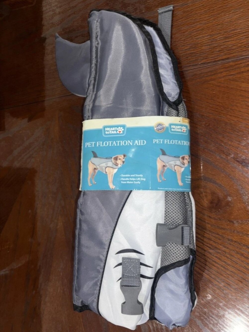 Heart to Tail Dog Shark Flotation Aid Life Jacket Large 70-110 Lb Rescue Handle